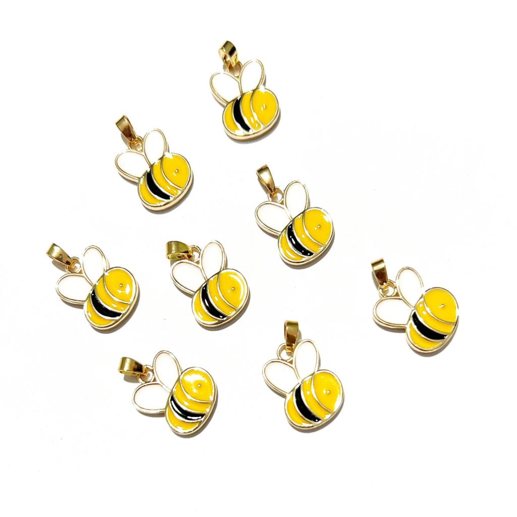 DIJE ABEJA 15MM ESMALTADO CHAPA DE ORO, VENTA POR PIEZA