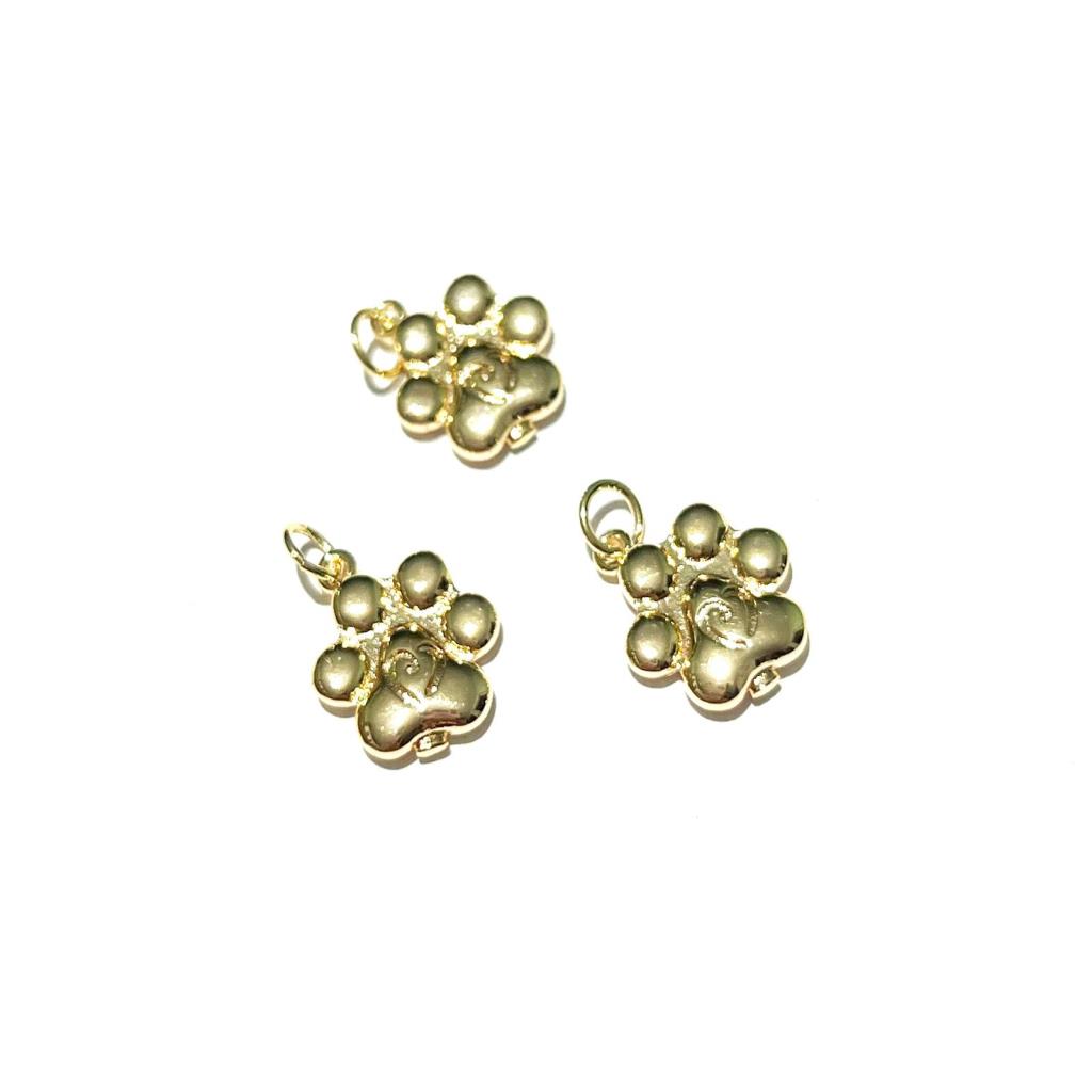 DIJE HUELLA DE PERRITO 15X13 MM CHAPA DE ORO 18K, PAQUETE 2 PZS