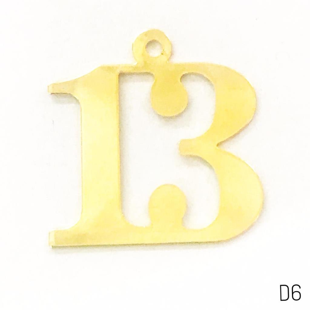 DIJE NUMERO 13  NACIONAL 1.6 X 1.6 CM CHAPA DE ORO 18K