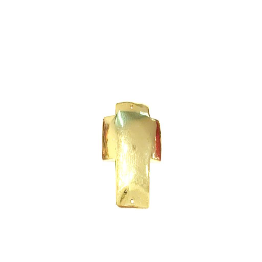 CONECTOR CRUZ  ANCHA 2.3CM CHAPA DE ORO 18K