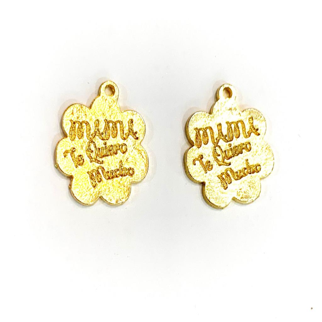 MEDALLA MAMA TE QUIERO 2CM APROX. CHAPA DE ORO 18K (PAQ 3PZ)