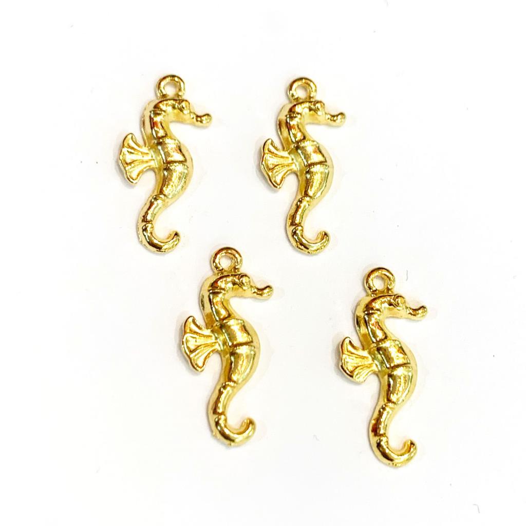 MEDALLA CABALLO DE MAR 2CM APROX. CHAPA DE ORO 18K (PAQ 11PZ)