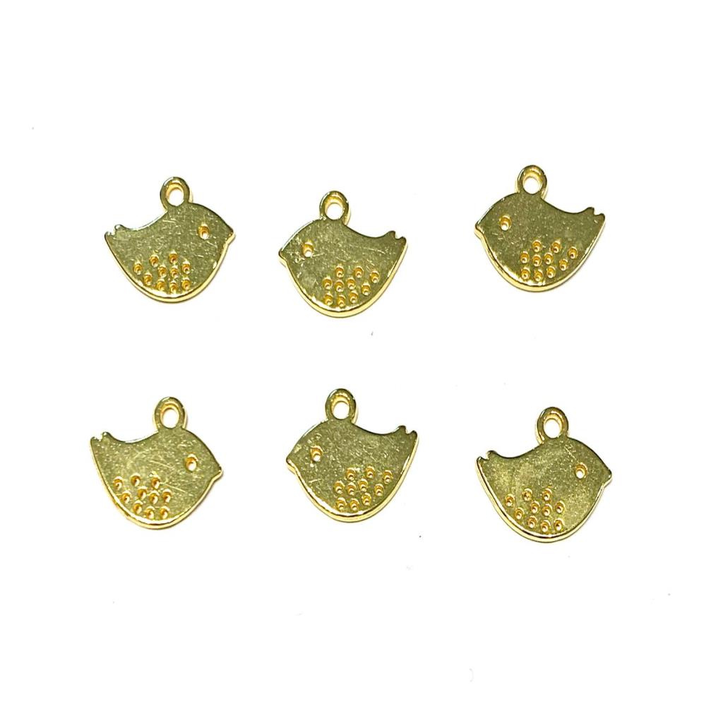 Dije pajarito 2.1 x 1.3 CM CHAPA DE ORO 18K (6 piezas)