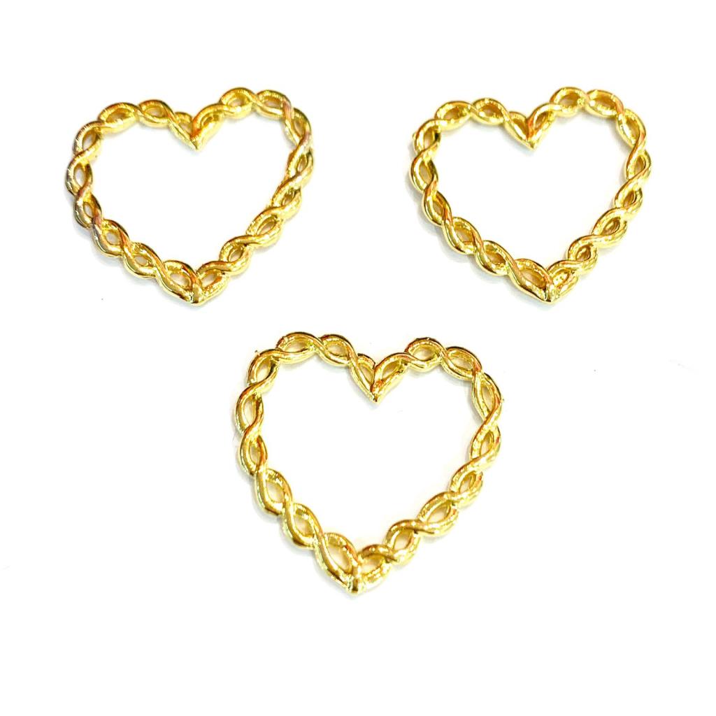 MEDALLA CORAZON TORSAL 3 CM APROX. CHAPA DE ORO 18K (PAQ 4PZ)