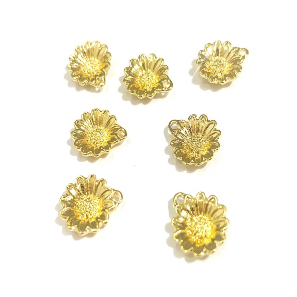 DIJE GIRASOL 1 CM CHAPA DE ORO 18K (3 PZAS)