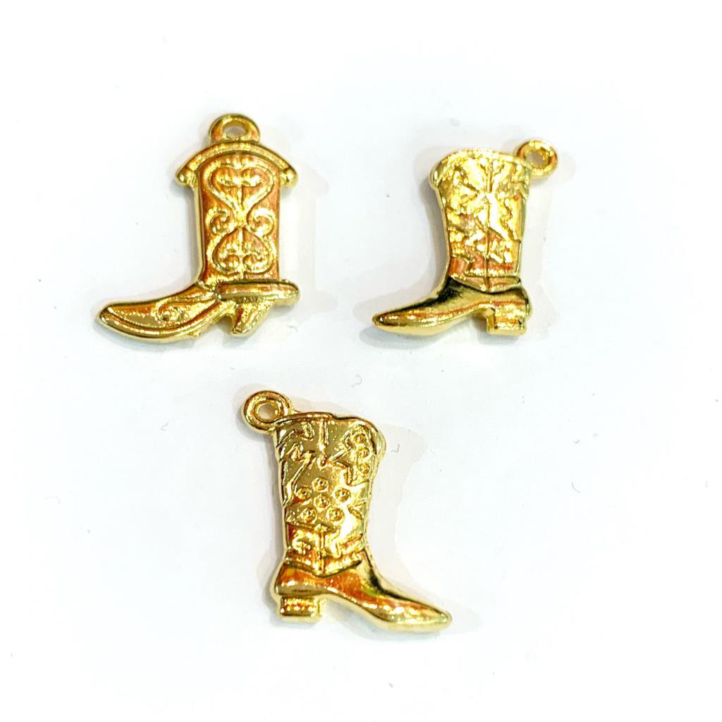 MEDALLA BOTA 2CM APROX. CHAPA DE ORO 18K (PAQ 3PZ)