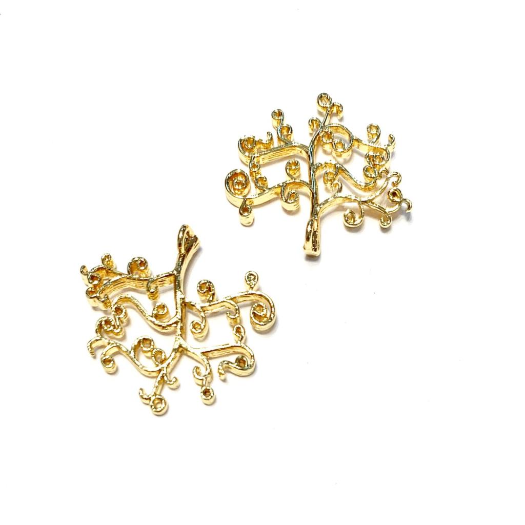 DIJE ARBOL 3X2.6 CM CHAPA DE ORO 18K (2 PZAS)