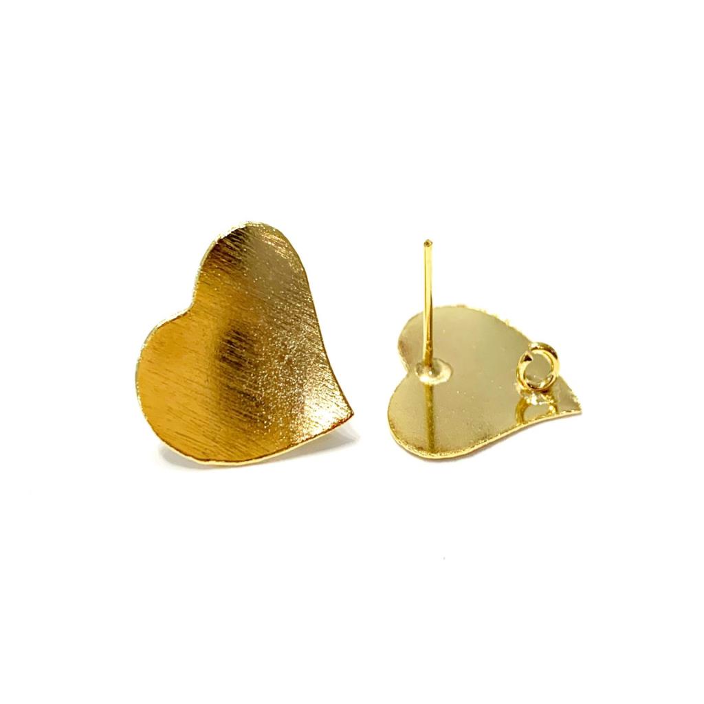 BROQUEL CON ARGOLLA CORAZON 2 CM CHAPA DE ORO 18K.