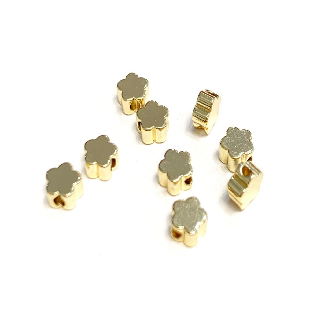 CONECTOR FLOR 5MM (6 PZAS) CHAPA DE ORO 18K