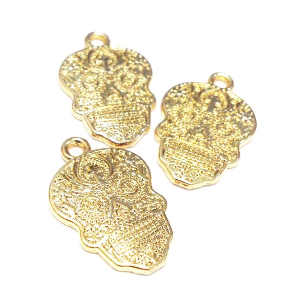 DIJE CALAVERA 2.3X1.5 CM (PAQ 3PZ) CHAPA DE ORO 18K 