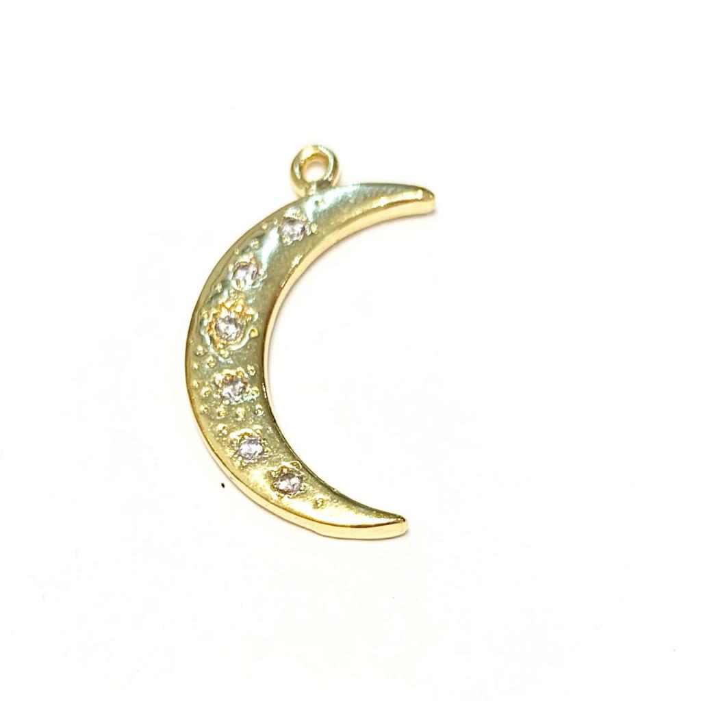 DIJE LUNA 2 CM CHAPA DE ORO 18 K. (1 PZA) 