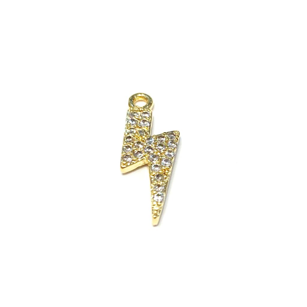 DIJE DE RAYO ZIRCONIA 1.5 CM CHAPA DE ORO 18 K. (1 PZA) 