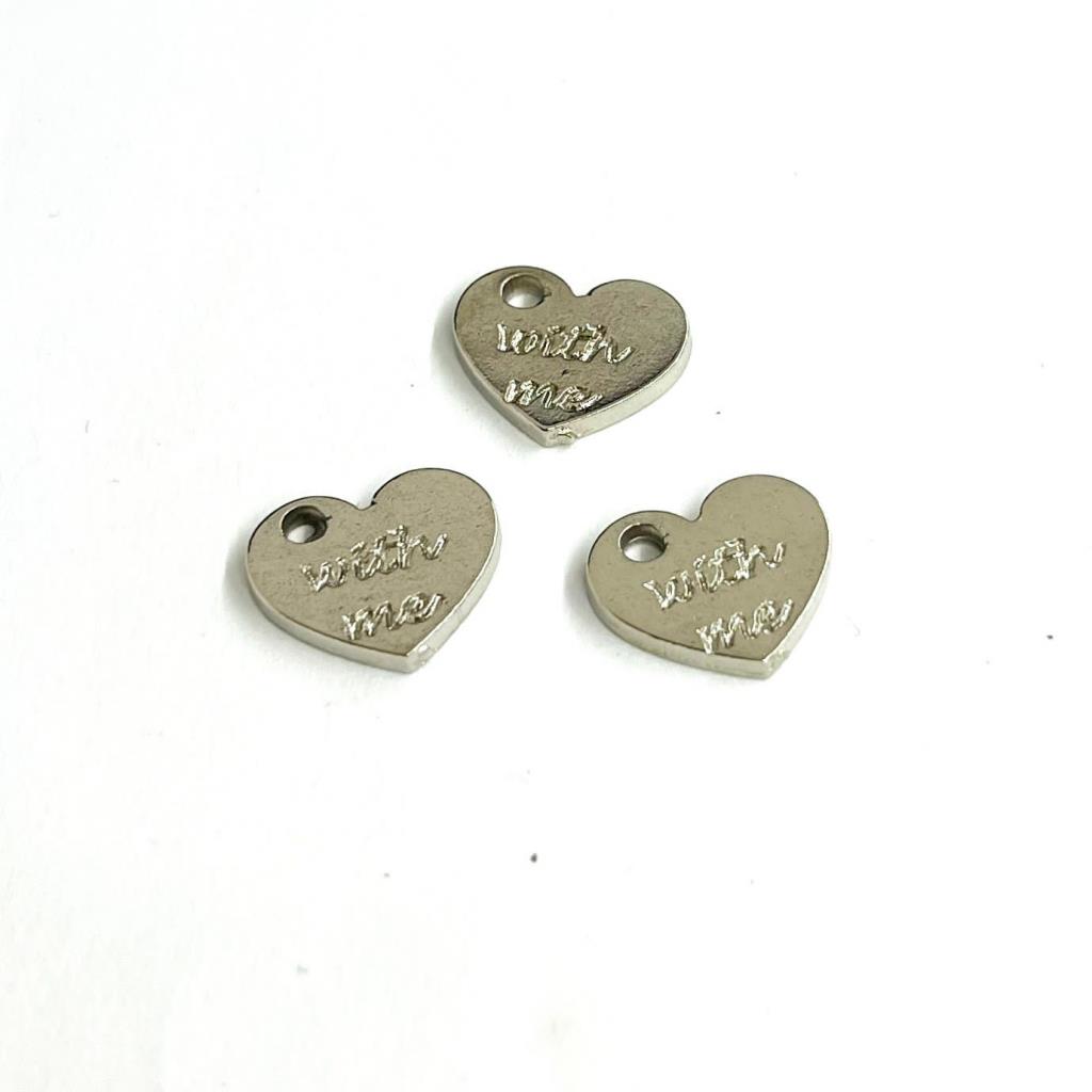 DIJE PWETER CORAZON 1.5CM PLATEADO (3 PZS)