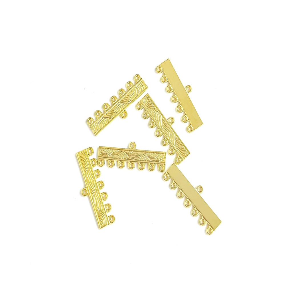 SEPARADOR DE 7 HILOS CON ARGOLLA 3CM CHAPA DE ORO 18K (6 PZS)