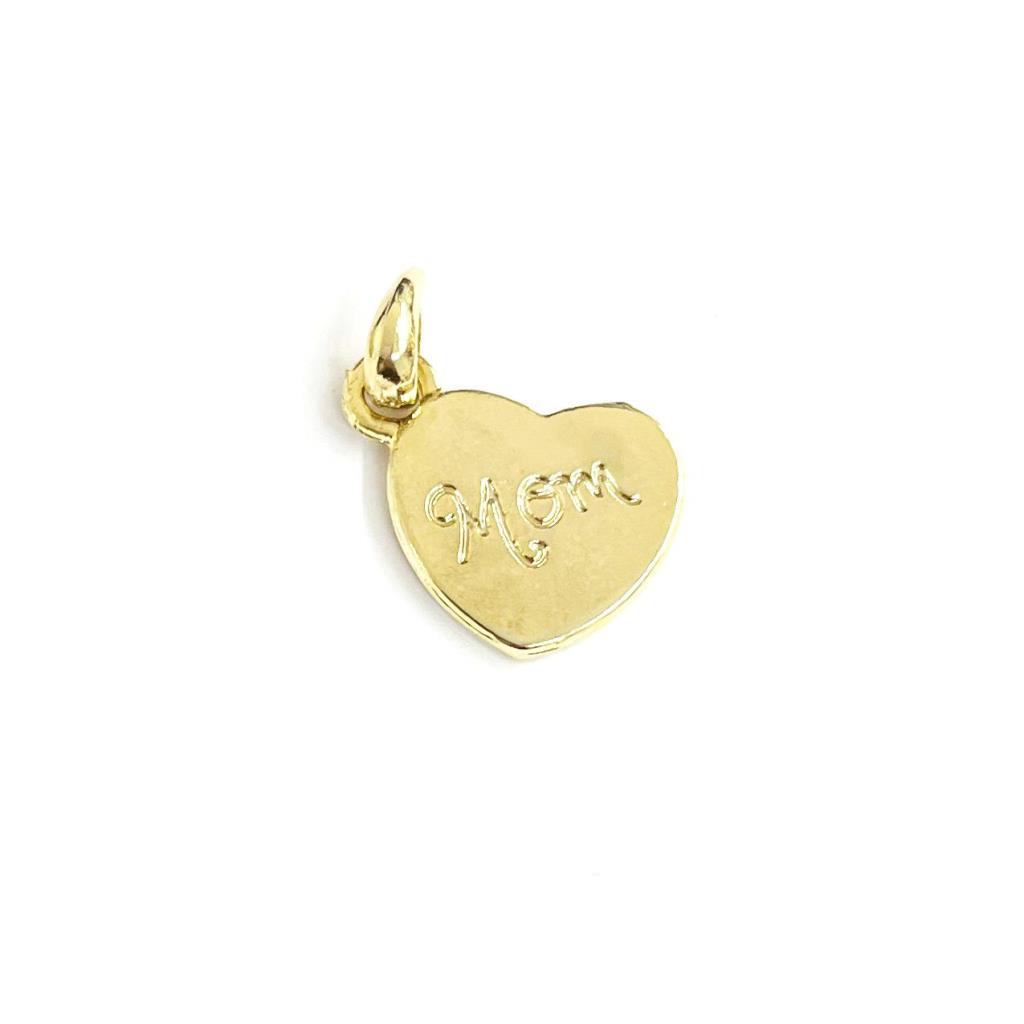 DIJE CORAZON MOM CHAPA DE ORO 18K