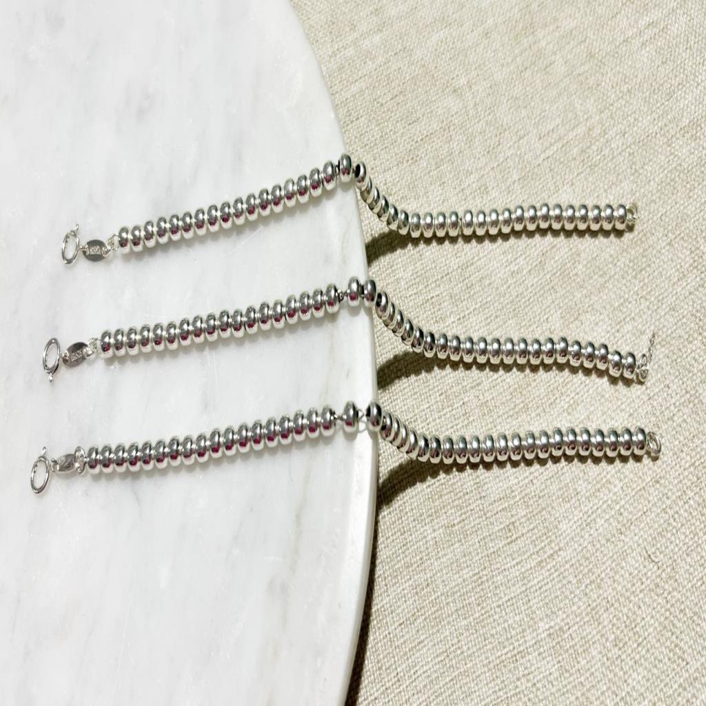 PULSERA MARIAS, PLATA .925, BALIN 4MM, 18CM LARGO, VENTA POR UNIDAD