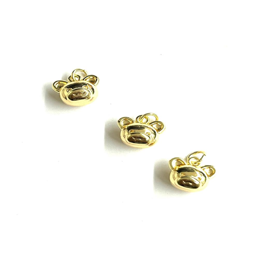 DIJE OSO 12X14 MM CHAPA DE ORO 18K (VENTA POR PIEZA)